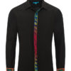 Black Shirt W/ Multi Color Placket & Cuff 4417 BAKLLIN-7944