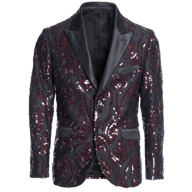Men's Sequin Blazer Burgundy/Black 1787 BAKLLIN-7876