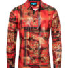 Red Digital Printed Design Stretch  Shirt 4404 BAKLLIN-7948